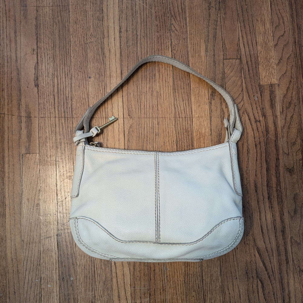 Fossil White Creamy Soft Leather Shoulder Bag